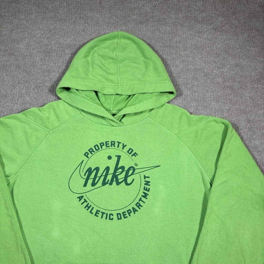 Vintage Nike Hoodie Sweatshirt‎ Womens L Green Lightwight Logo Athletic Dept Y2K